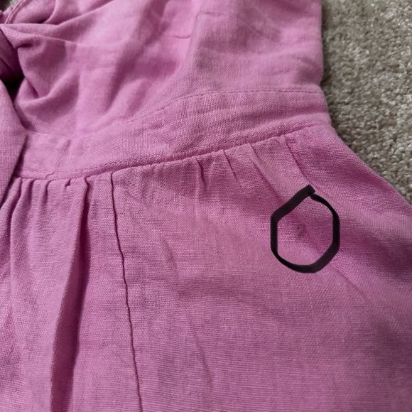 Old Navy Pink Fit & Flare Smocked Tie Front Linen Blend Sundress- Medium Petite - Picture 8 of 10